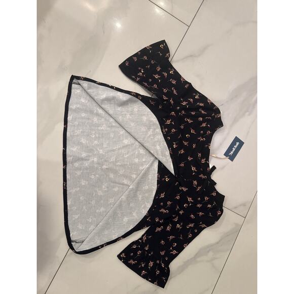 NWT ModCloth Sunday Afilado Black Floral Back Wrap Bow Tie Pullover Top Size L - Picture 7 of 13